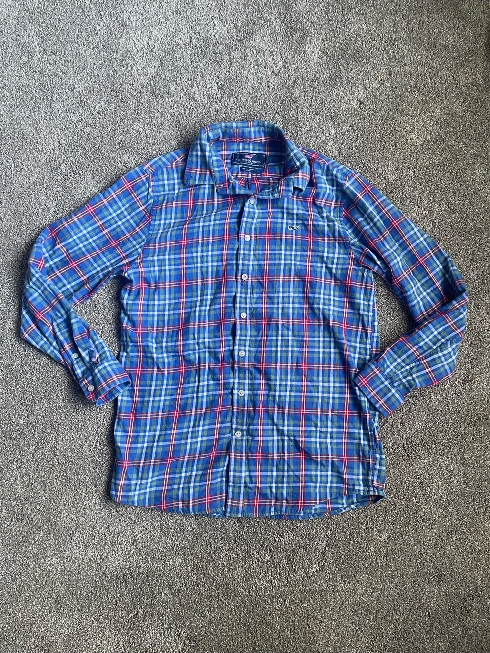 Vineyard Vines Blue Plaid Button-Up Shirt Size XL (18)